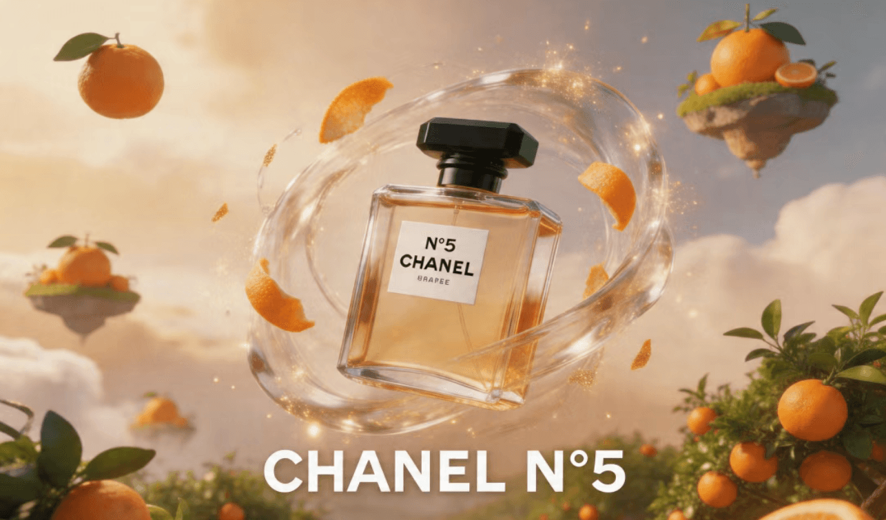 CHANEL N°5 luxury poster reference, Flux Kontext