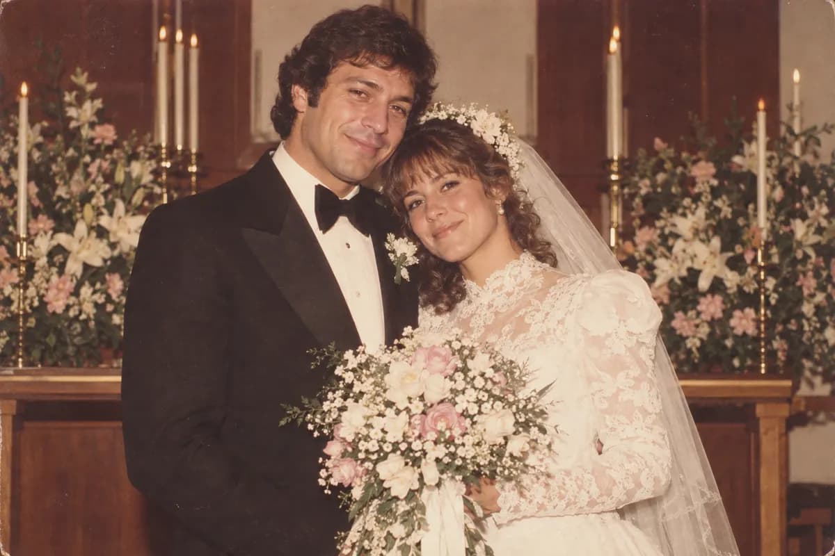 1980s wedding photo — AI-generated style example