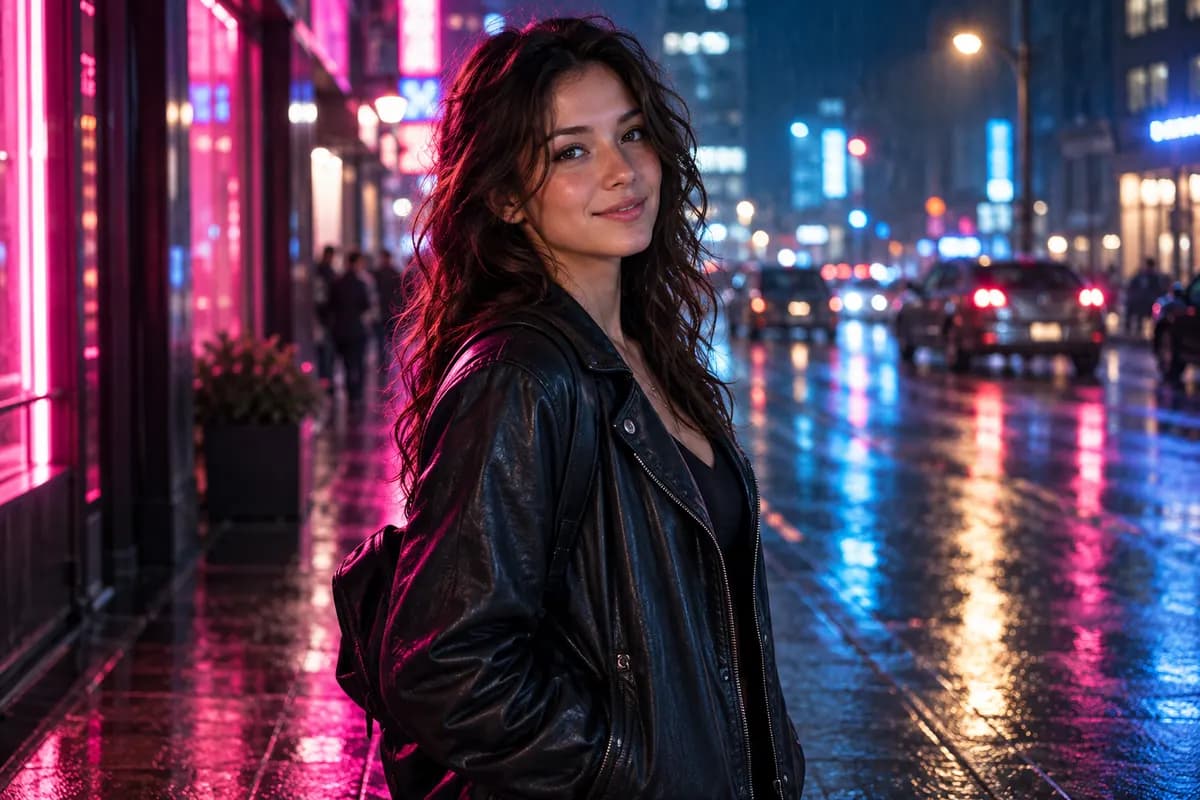 Neon city profile photo — AI-generated style example