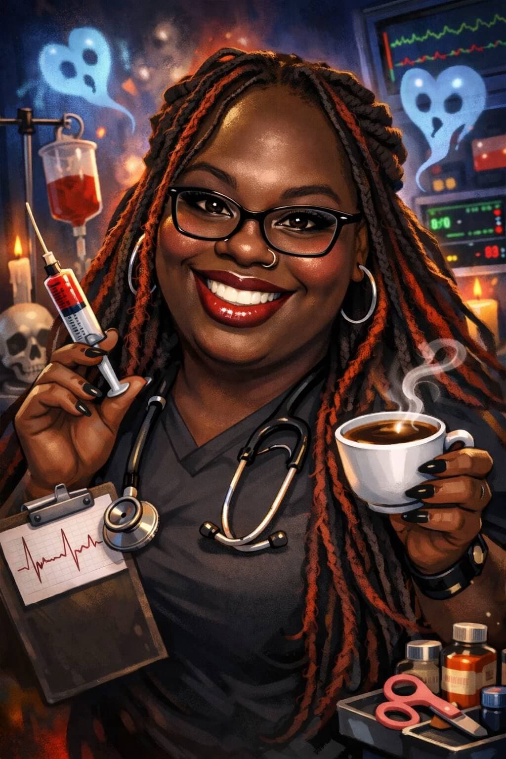 AI caricature example 4 - Portrait caricature illustration